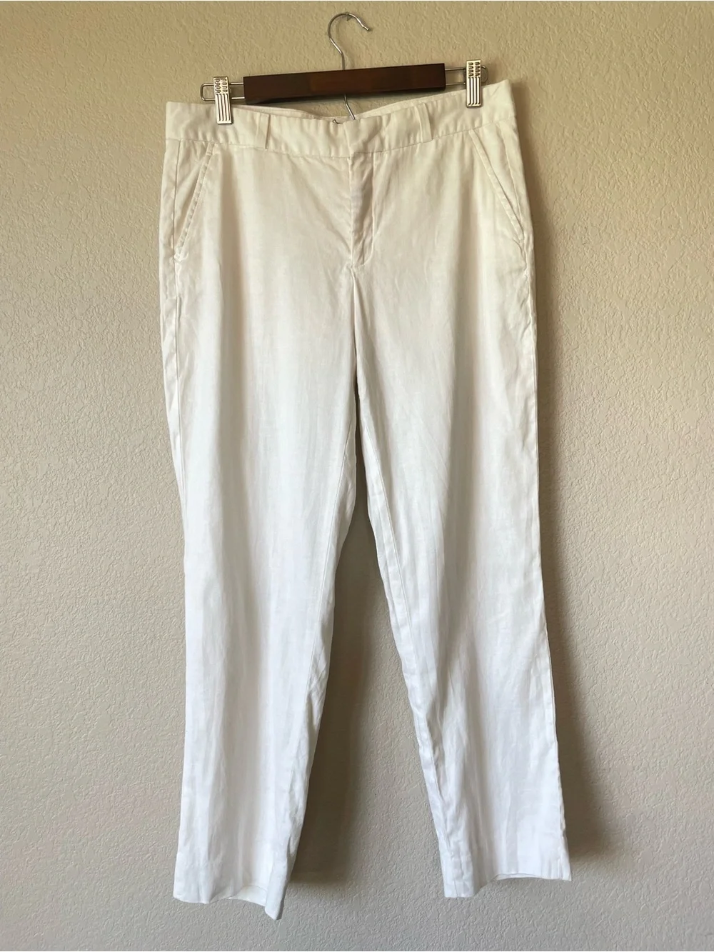 Banana Republic Avery Linen Blend White Cropped Summer Coastal Pants